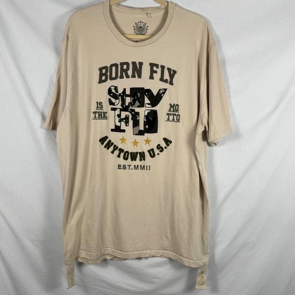Born Fly Anytown USA T-shirt 3XL, XXXL Men's Embroidered Shirt w/ Star Tabs camo